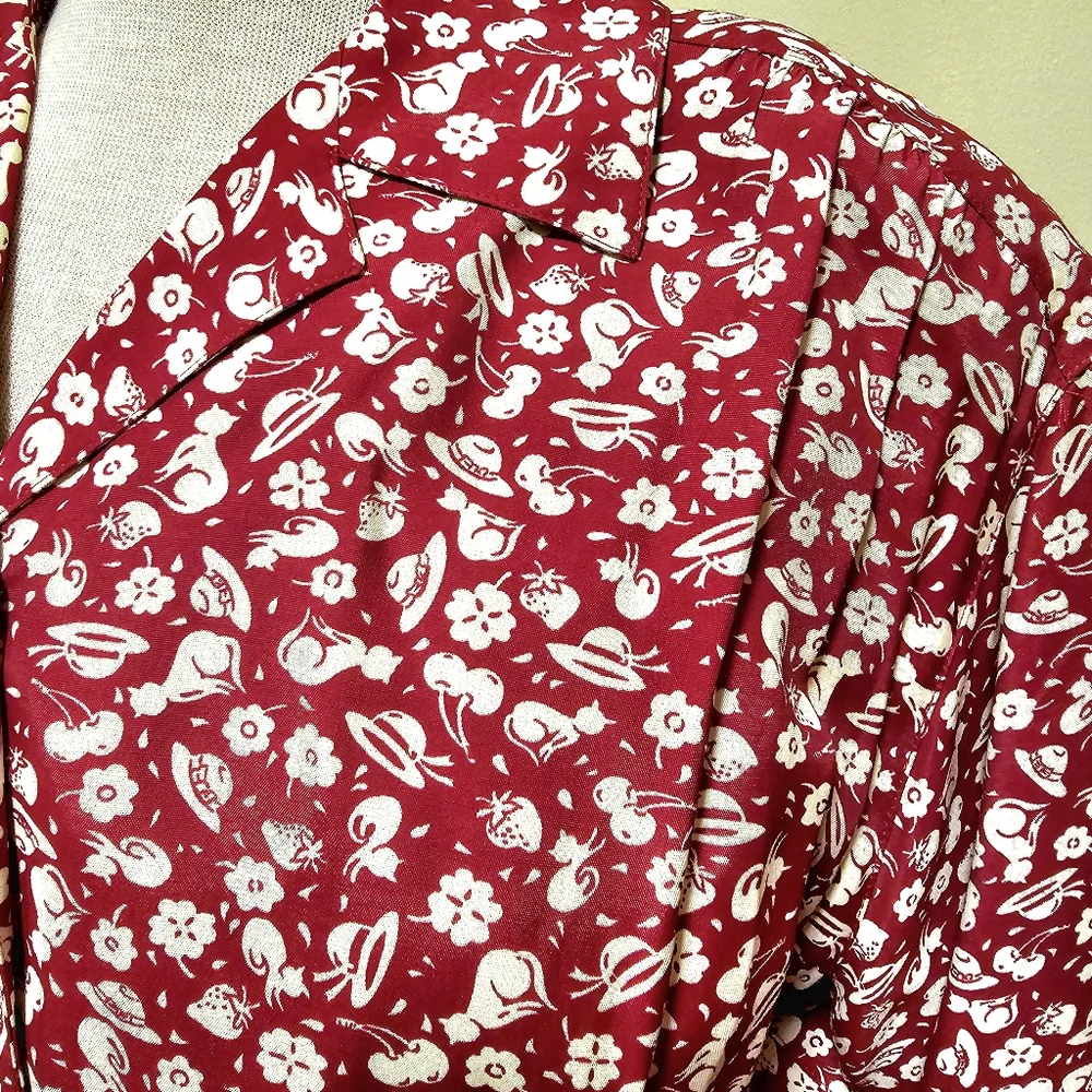 Vintage Red Fruit Print Romper with Matching Belt - Picture 2 of 5